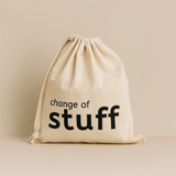 Change of Stuff Canvas Drawstring Bag - Natural – Keep those Clean Clothes Organised!
